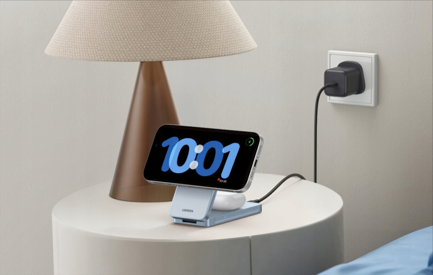 UGREEN MagFlow 2in1 vezeték nélküli hálózati töltő, 25W, Kék