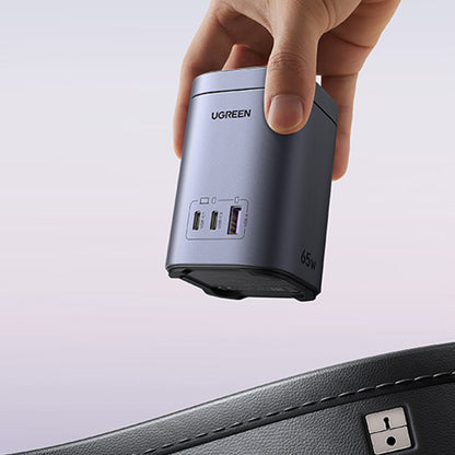 UGREEN X555 4in1 vezeték nélküli hálózati töltő, 65W, 3.25A, 1 x USB-A - 2 x USB-C, Szürke
