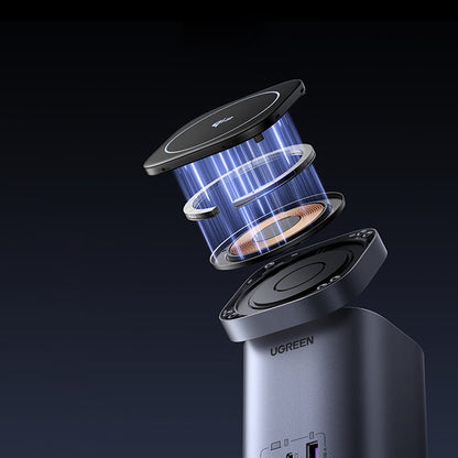 UGREEN X555 4in1 vezeték nélküli hálózati töltő, 65W, 3.25A, 1 x USB-A - 2 x USB-C, Szürke