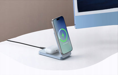 UGREEN MagFlow 2in1 vezeték nélküli hálózati töltő, 25W, Kék