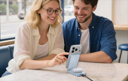 UGREEN MagFlow 2in1 vezeték nélküli hálózati töltő, 25W, Kék