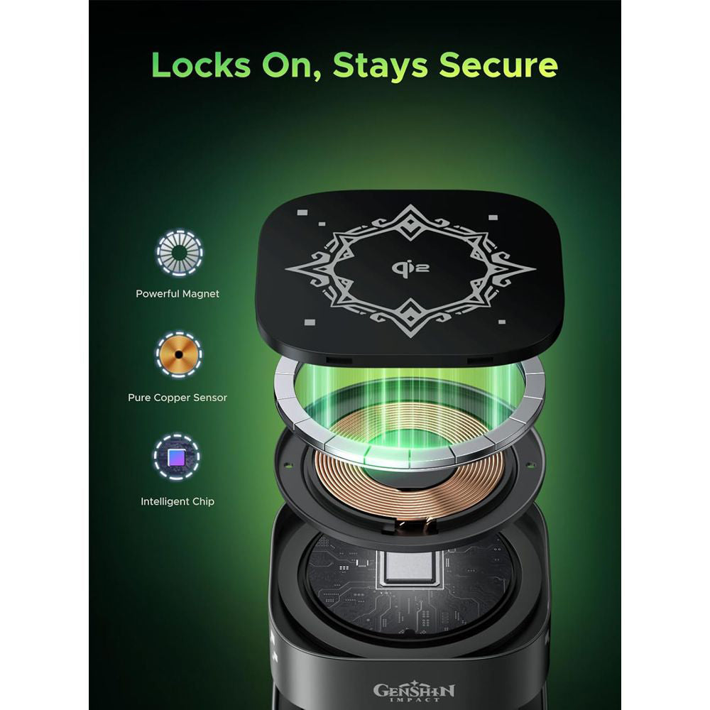 UGREEN Genshin Impact Ed.W702 2n1 vezeték nélküli hálózati töltő, 25W, 1.67A, 1 x USB-C, Fekete