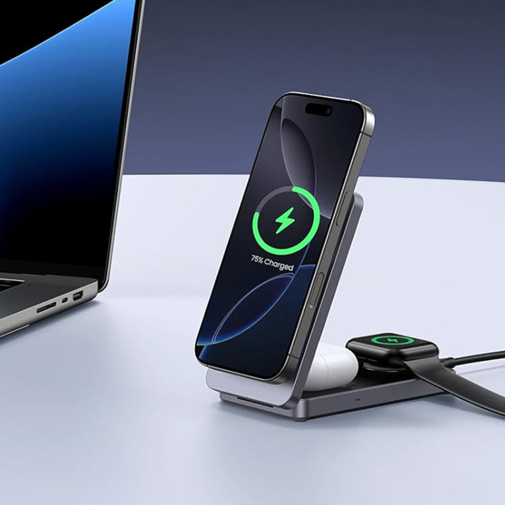 UGREEN W707 3in1 Vezeték nélküli Hálózati Töltő, 25W, 1.67A, Szürke