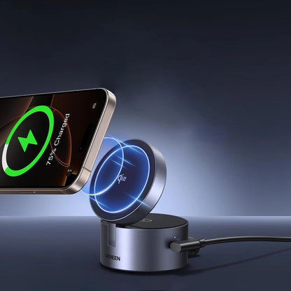 UGREEN W712 (65148) 3in1, 25W, 1.67A, szürke vezeték nélküli hálózati töltő