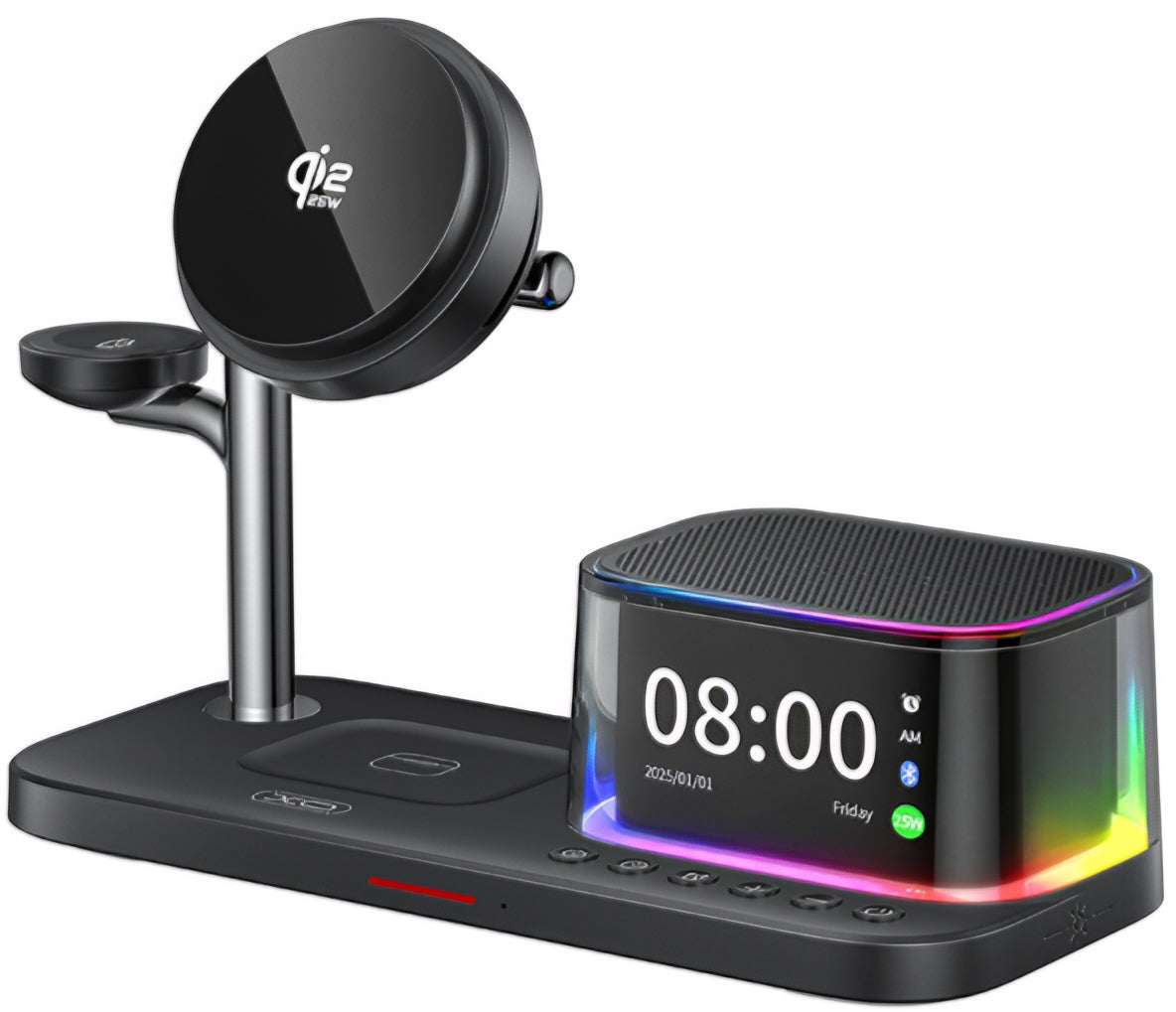 XO Design CX045 3in1 vezeték nélküli hálózati töltő, 25W, fekete