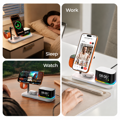 XO Design CX045 3in1 vezeték nélküli hálózati töltő, 25W, fehér
