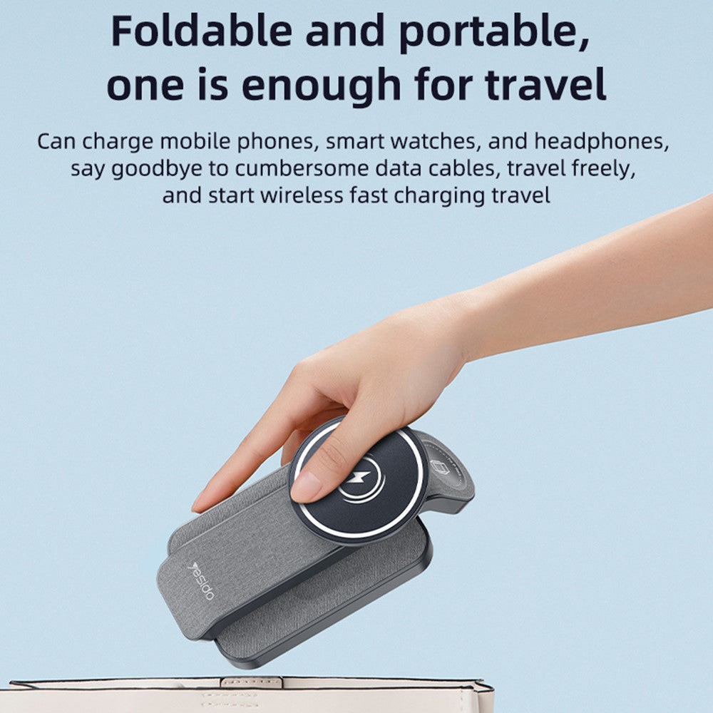 Yesido DS26 3in1 Wireless Network Charger, 15W, 1.67A, Gray