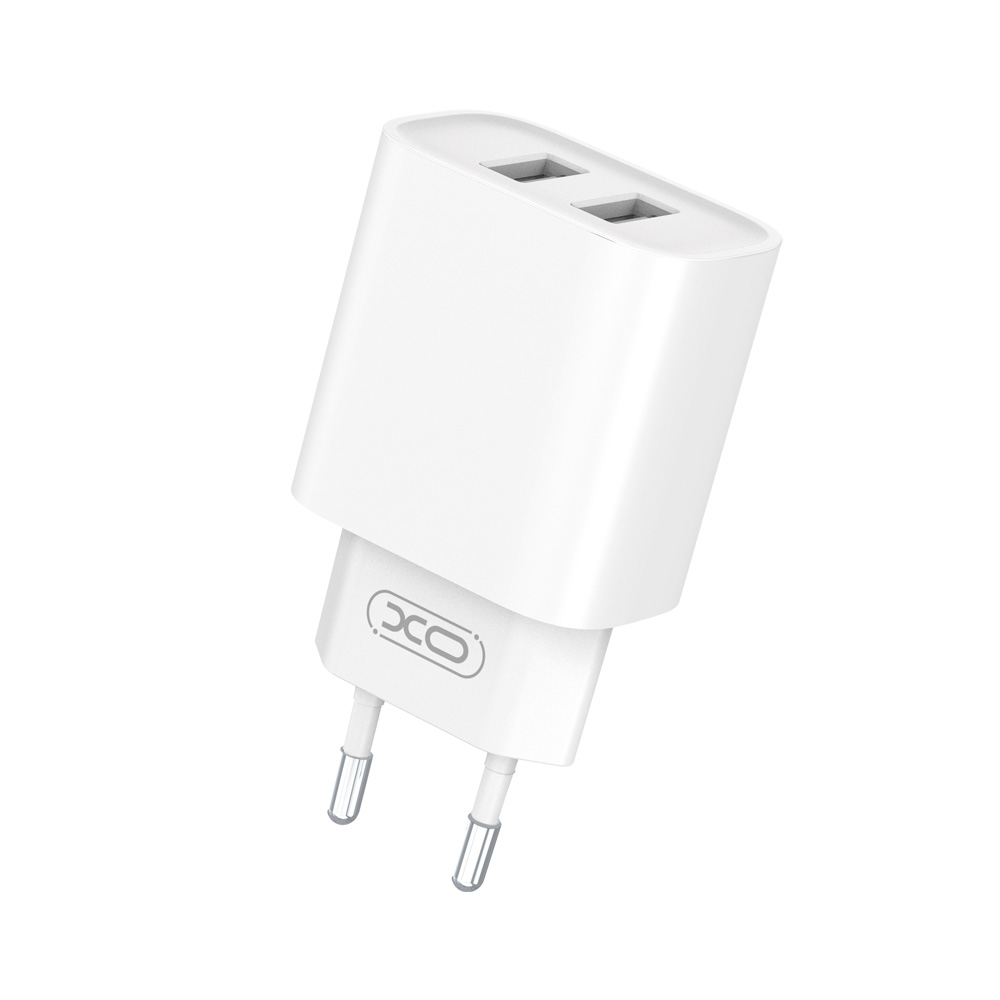XO Design CE02C hálózati töltő, 10.5W, 2.1A, 2 x USB-A, Fehér