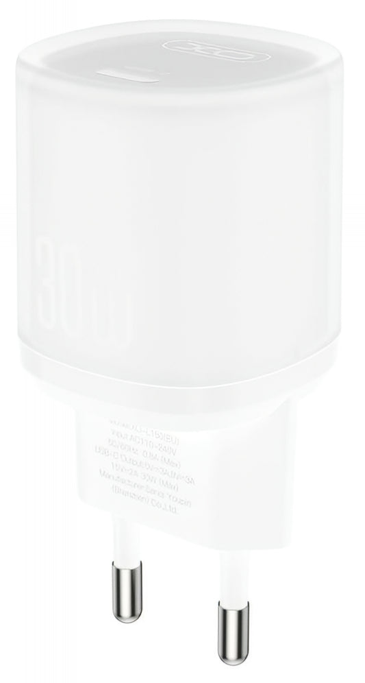 XO Design L150 hálózati töltő, 30W, 3A, 1 x USB-C, Fehér