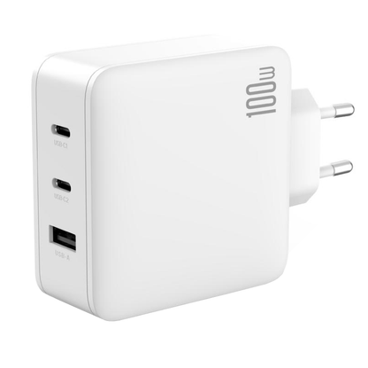 XO Design CE14 hálózati töltő, 100W, 3,25A, 1 x USB-A - 2 x USB-C, Fehér
