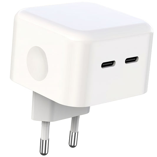 XO Design L102 hálózati töltő, 35W, 3A, 2 x USB-C, Fehér