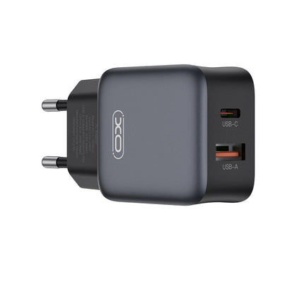 XO Design L156 hálózati töltő, 30W, 3A, 1 x USB-A - 1 x USB-C, Fekete