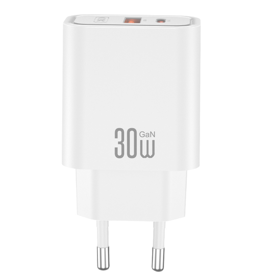 XO Design CE42 Network Charger, 30W, 3A, 1 x USB-A - 1 x USB-C, White