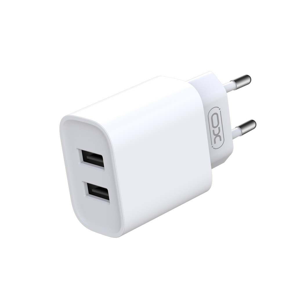 XO Design CE02C hálózati töltő, 10.5W, 2.1A, 2 x USB-A, Fehér