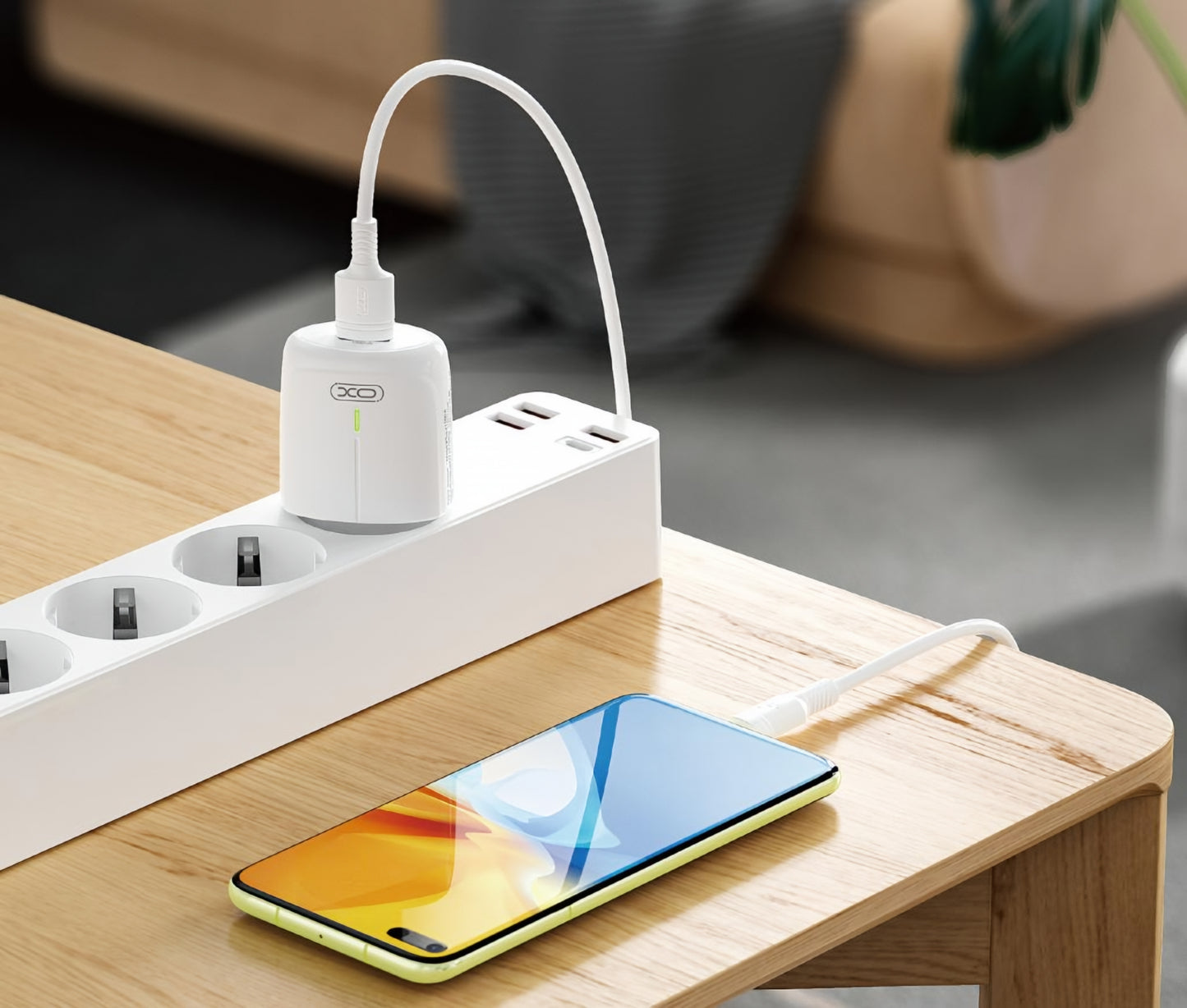 XO Design L114 hálózati töltő, 20W, 3A, 1 x USB-A - 1 x USB-C, Fehér