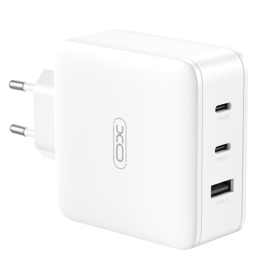 XO Design CE14 hálózati töltő, 100W, 3,25A, 1 x USB-A - 2 x USB-C, Fehér