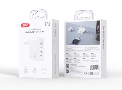 XO Design CE39 Network Charger, 67W, 3A, 1 x USB-A - 3 x USB-C, White