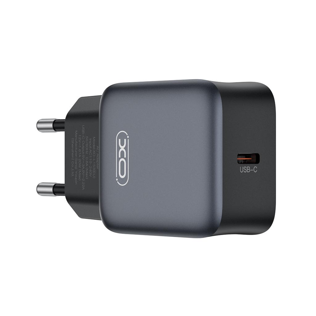 XO Design L155 hálózati töltő, 30W, 3A, 1 x USB-C, Fekete