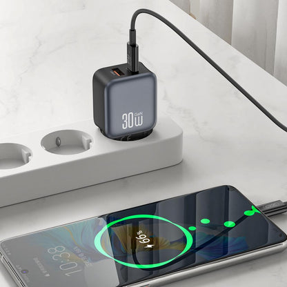 XO Design L156 hálózati töltő, 30W, 3A, 1 x USB-A - 1 x USB-C, Fekete