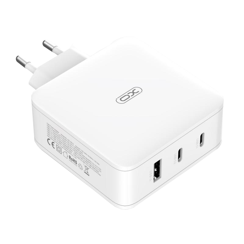 XO Design CE14 hálózati töltő, 100W, 3,25A, 1 x USB-A - 2 x USB-C, Fehér