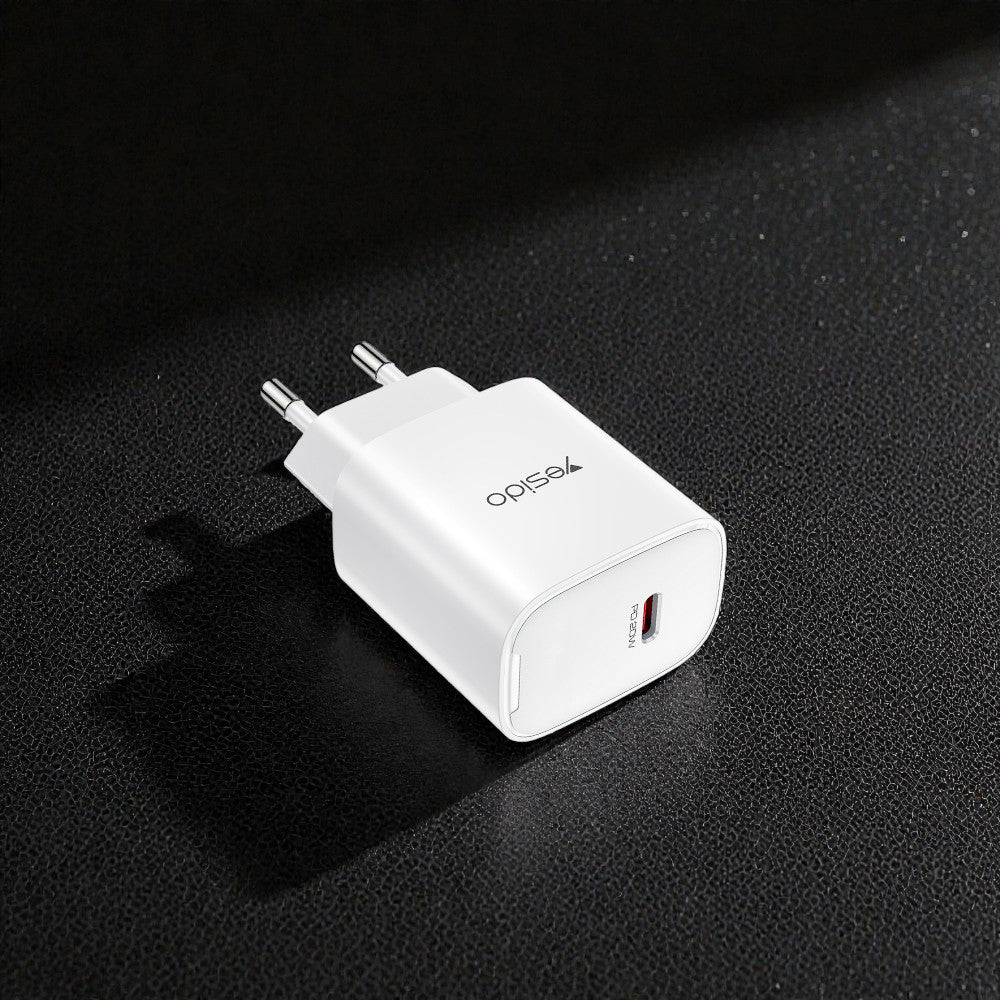 Hálózati töltő Yesido YC01E, 20W, 3A, 1 x USB-C, Fehér