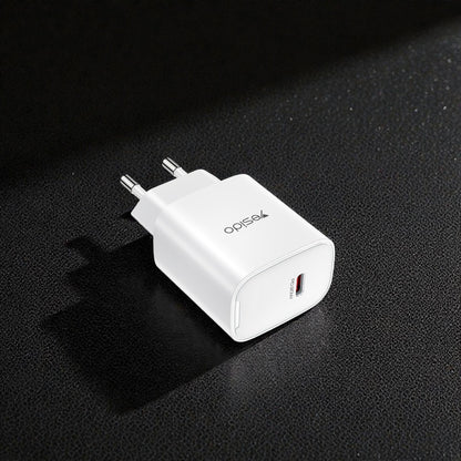 Hálózati töltő Yesido YC01E, 20W, 3A, 1 x USB-C, Fehér