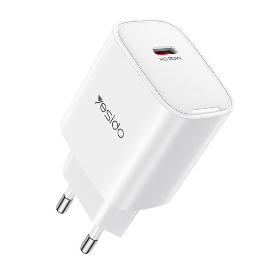 Hálózati töltő Yesido YC01E, 20W, 3A, 1 x USB-C, Fehér