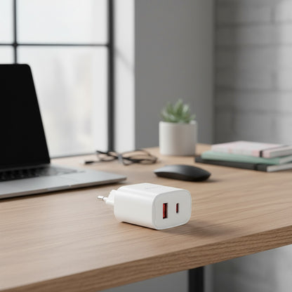 Yesido YC02E hálózati töltő, 20W, 3A, 1 x USB-A - 1 x USB-C, Fehér