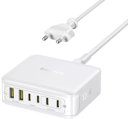 Baseus EnerFill FH21 Station Charger, 120W, 2 x USB-A - 4 x USB-C, White E0120T01