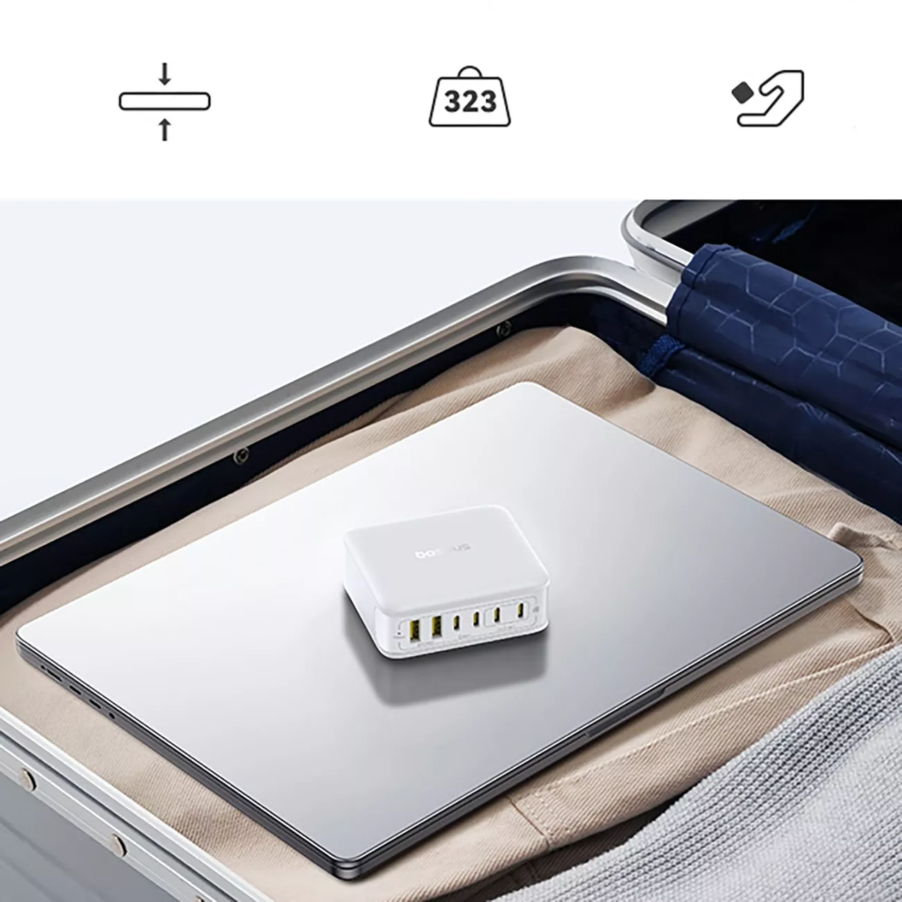 Baseus EnerFill FH21 Station Charger, 120W, 2 x USB-A - 4 x USB-C, White E0120T01