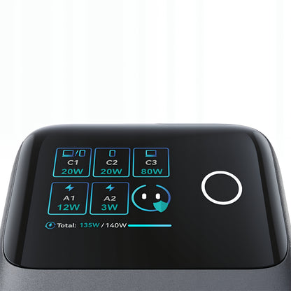 USB-C kábelles Joyroom Podix JR-TRD01 töltőállomás, 140W, 1 x USB-C - 2 x USB-A, szürke