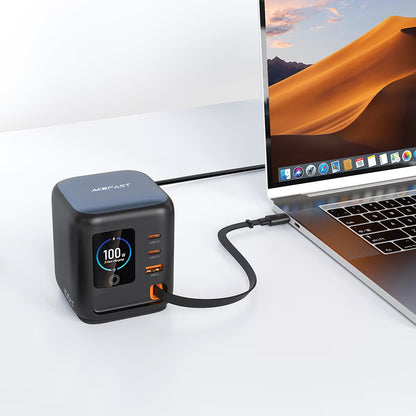 Acefast Z10 USB-C kábeles töltőállomás, 100W, 1 x USB-A - 2 x USB-C, fekete