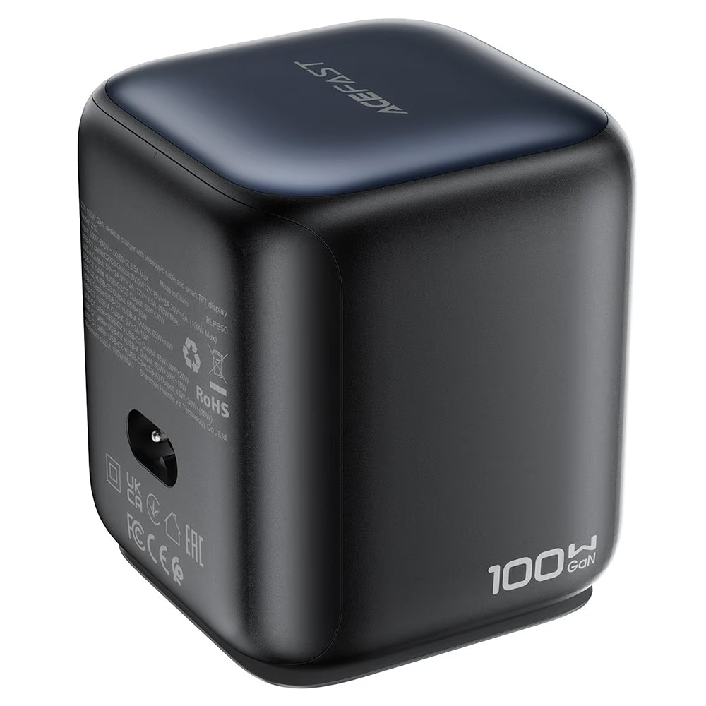Acefast Z10 USB-C kábeles töltőállomás, 100W, 1 x USB-A - 2 x USB-C, fekete