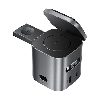 USB-C kábelles Acefast Z9 QI 6in1 töltőállomás, 80W, 1 x USB-C - 1 x USB-A, Fekete