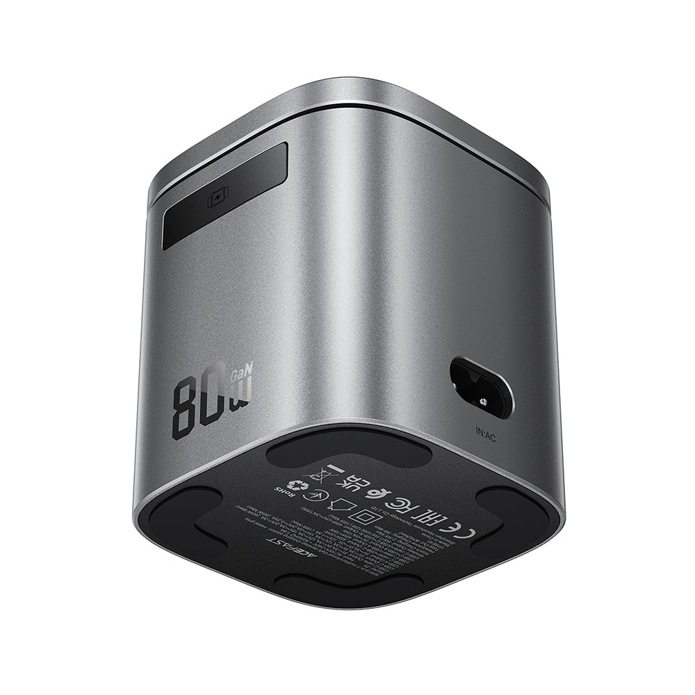 USB-C kábelles Acefast Z9 QI 6in1 töltőállomás, 80W, 1 x USB-C - 1 x USB-A, Fekete