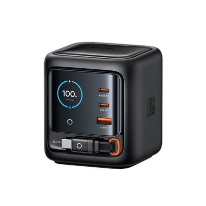 Mcdodo FreeGo CH-1391 USB-C Kábellel Ellátott Töltőállomás, 100W, 5A, 1 x USB-A - 2 x USB-C, Fekete