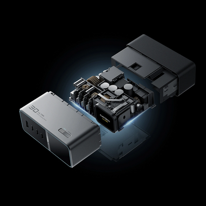 Cuktech TA3005U töltőállomás, 300W, 1 x DC - 1 x USB-A - 3 x USB-C, Szürke
