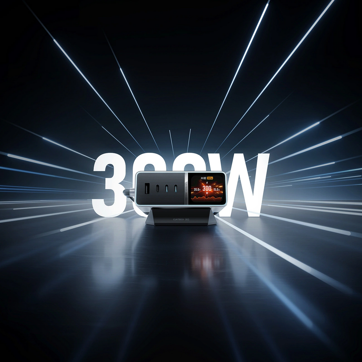 Cuktech TA3005U töltőállomás, 300W, 1 x DC - 1 x USB-A - 3 x USB-C, Szürke