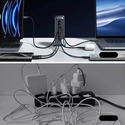 Joyroom JR-TCM02 UK állomás töltő, 65W, 3,25A, 2 x USB-A - 4 x USB-C, Szürke