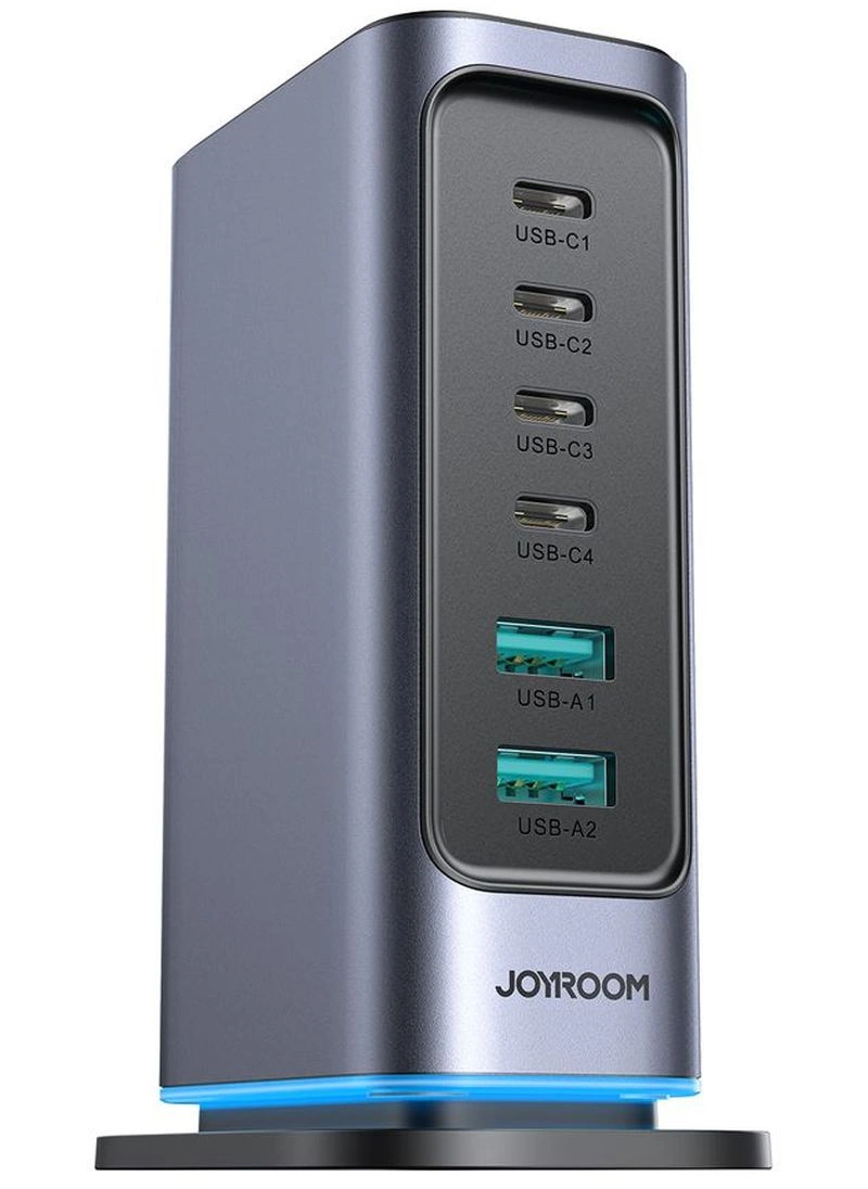 Joyroom JR-TCM02 UK állomás töltő, 65W, 3,25A, 2 x USB-A - 4 x USB-C, Szürke