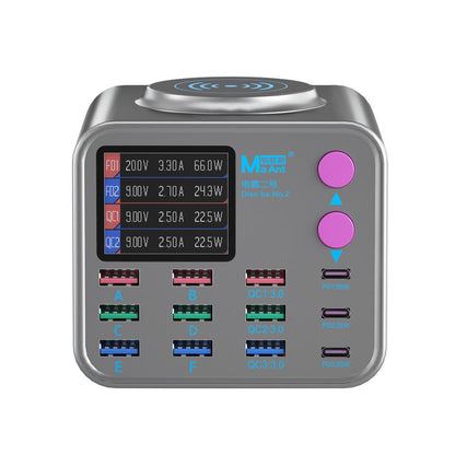 MaAnt DianBa No.2 QI töltőállomás, 300W, 3A, 3 x USB-C - 9 x USB-A, szürke