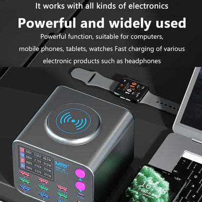 MaAnt DianBa No.2 QI töltőállomás, 300W, 3A, 3 x USB-C - 9 x USB-A, szürke