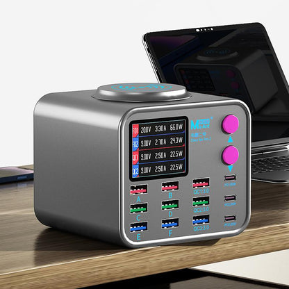MaAnt DianBa No.2 QI töltőállomás, 300W, 3A, 3 x USB-C - 9 x USB-A, szürke