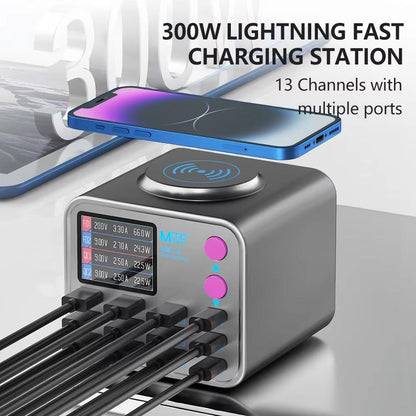 MaAnt DianBa No.2 QI töltőállomás, 300W, 3A, 3 x USB-C - 9 x USB-A, szürke