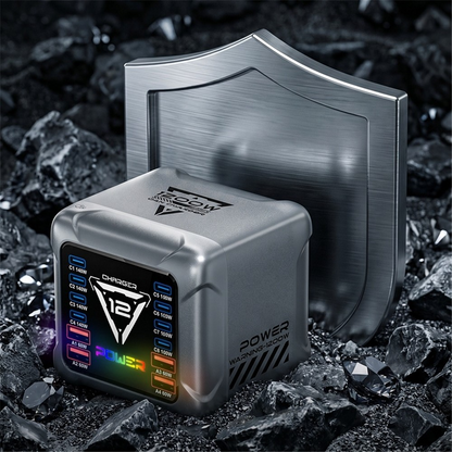 OEM BK-127D állomás töltő, 280W, 5A, 4 x USB-A - 8 x USB-C, Szürke