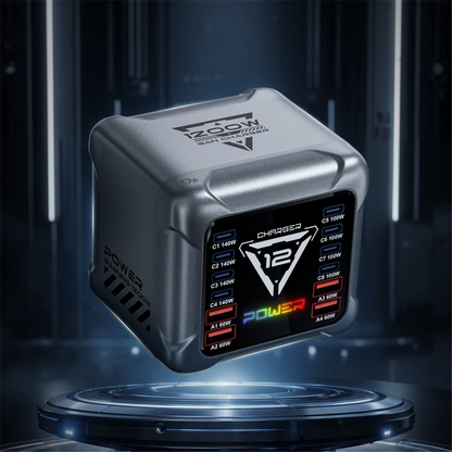 OEM BK-127D állomás töltő, 280W, 5A, 4 x USB-A - 8 x USB-C, Szürke
