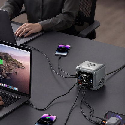 OEM BK-127D állomás töltő, 280W, 5A, 4 x USB-A - 8 x USB-C, Szürke