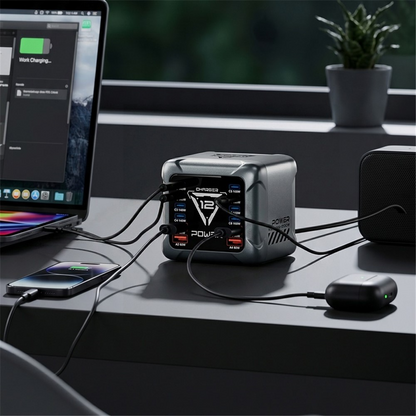 OEM BK-127D állomás töltő, 280W, 5A, 4 x USB-A - 8 x USB-C, Szürke