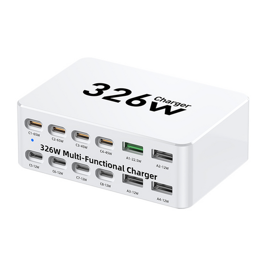 OEM WLX-818E állomás töltő, 326W, 3,25A, 4 x USB-A - 8 x USB-C, Fehér