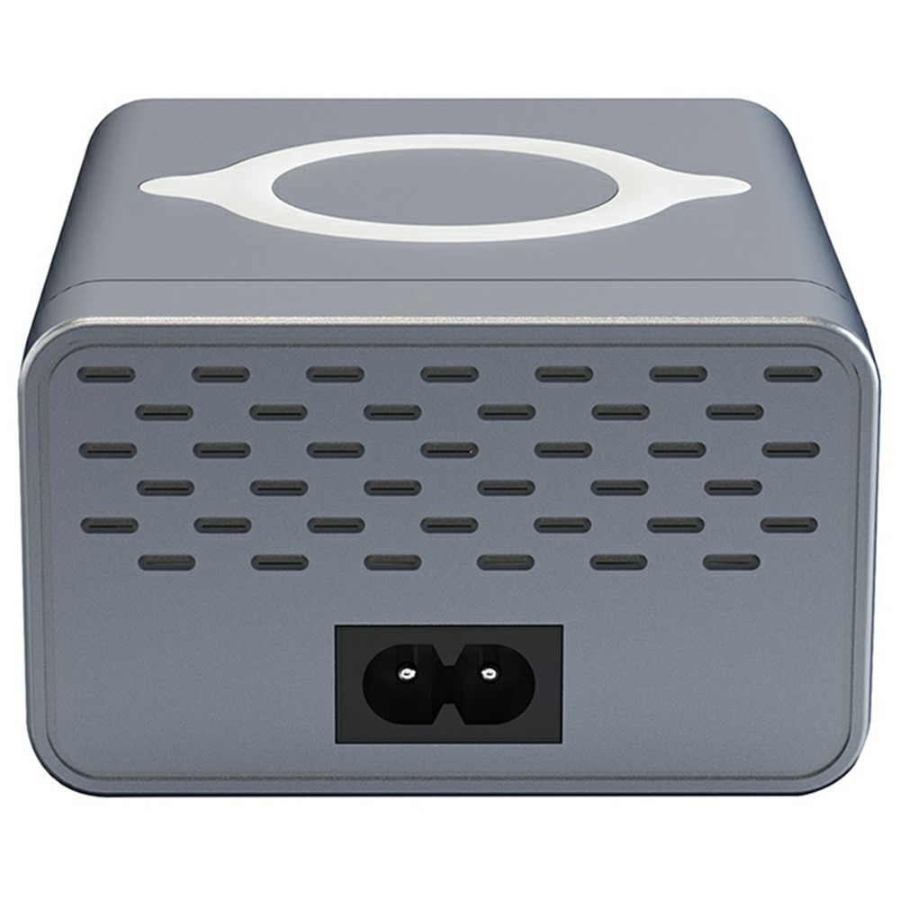 OEM WLX-M3 QI állomás töltő, 80W, 4 x USB-A - 4 x USB-C, Szürke